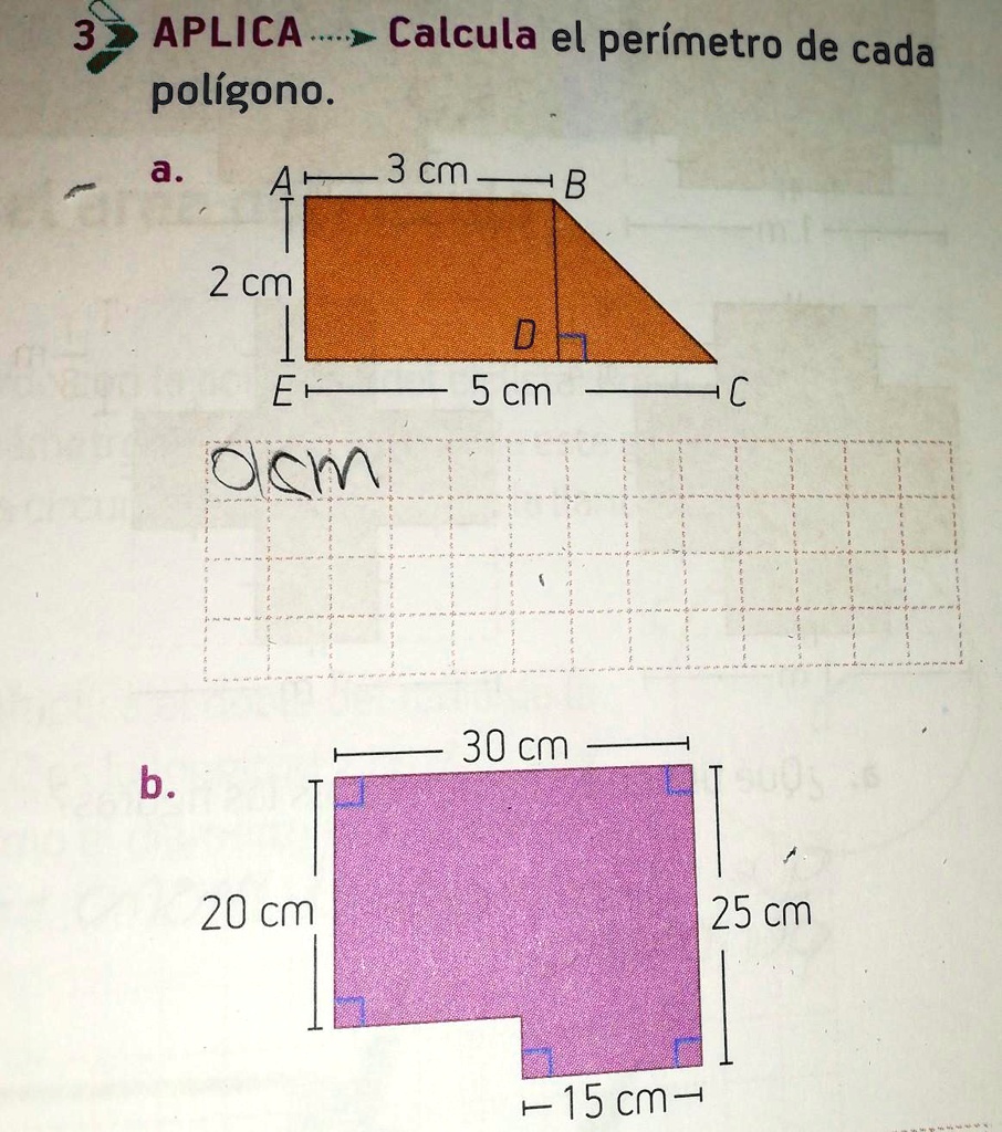 SOLVED: calcula el perímetro de cada poligono 3 2 APLICA Calcula el ...