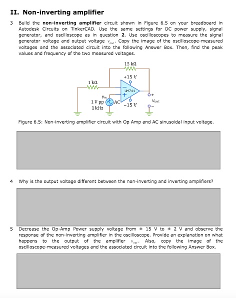 Solved: Ii.non-inverting Amplifier 3 Build The Non-inverting Amplifier 