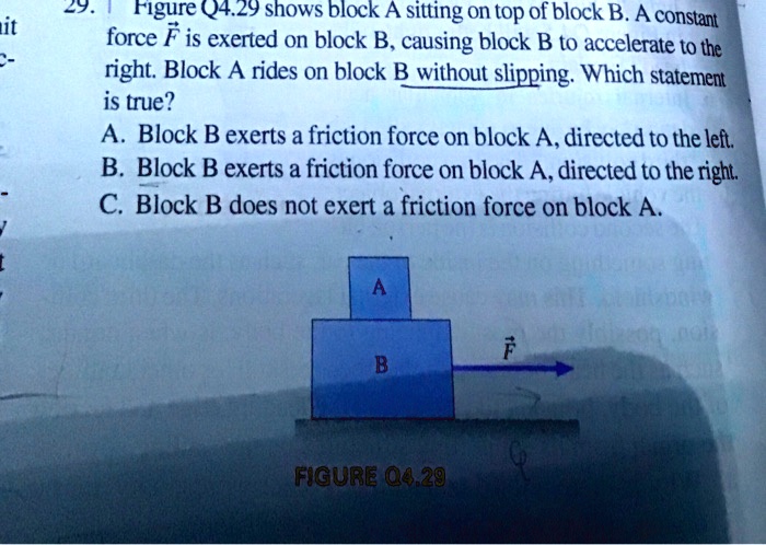 29 Figure Q429 Shows Block A Sitting On Top Of Block B A Constant Force ...