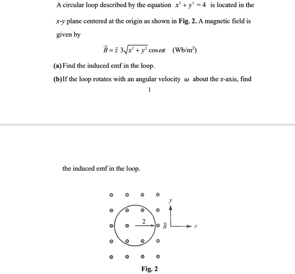 SOLVED: A circular loop described by the equation x+ y =4 is located in ...