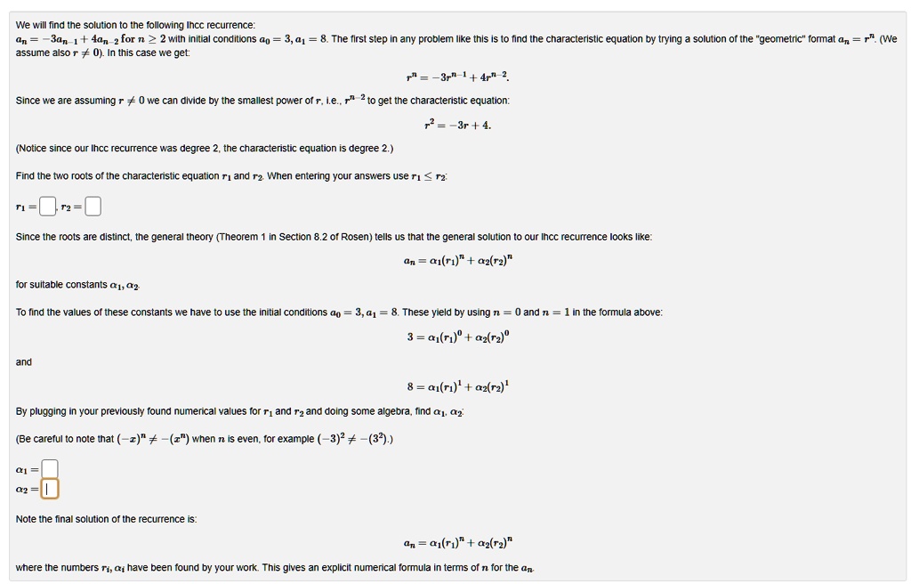 Solved: We Will Find The Solution To The Following Lhcc Recurrence = 3 