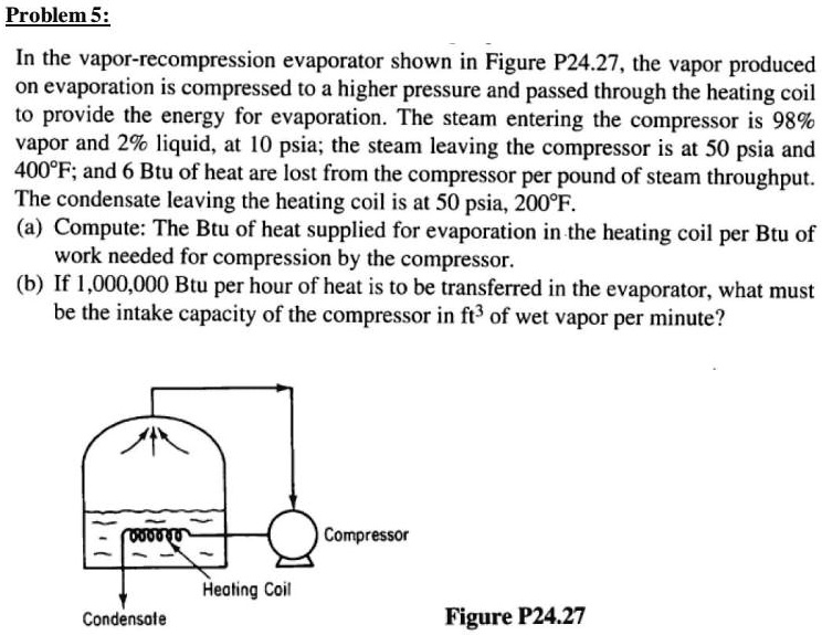 SOLVED Problem 5 In the evaporator shown in