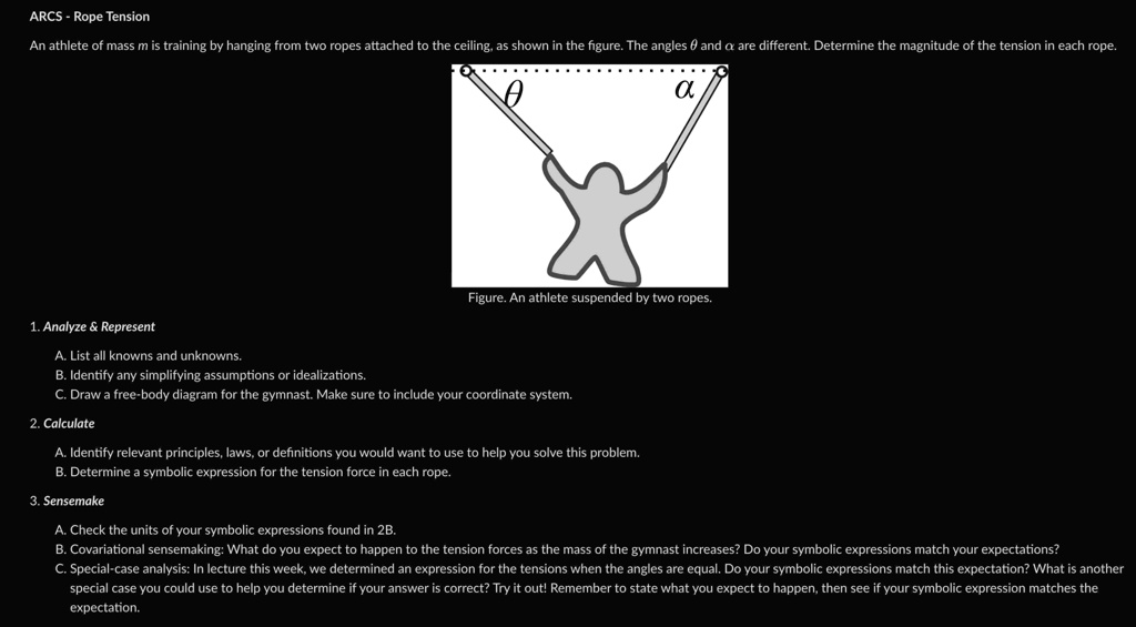 [GET ANSWER] arcs rope tension an athlete of mass m is training by ...