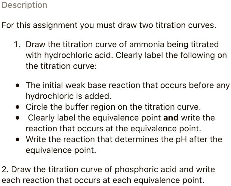 SOLVED Description For this assignment you must draw two titration