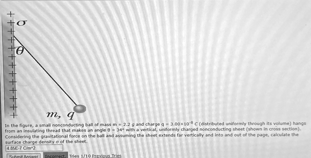 SOLVED In the figure, a small nonconducting ball of mass m=2.2g and