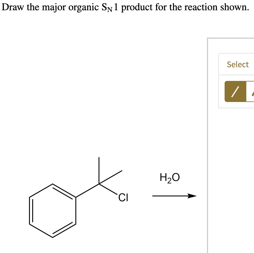 SOLVED: Draw the major organic Sn1 product for the reaction shown ...