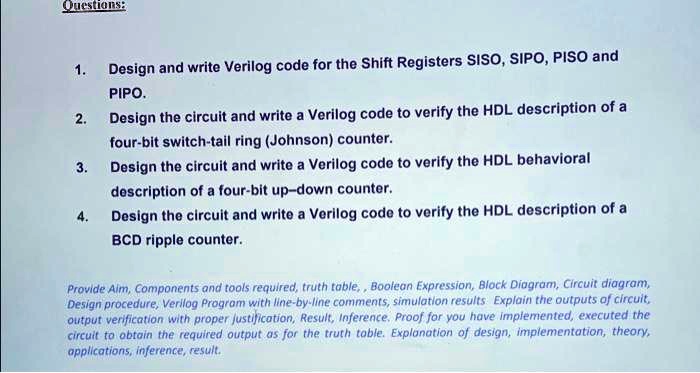 Siso Program For Verilog Module Example SOLVED: Design and write Verilog code for the Shift Registers SISO ...