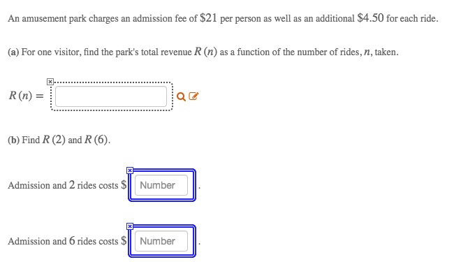 an amusement park charges an admission fee of s21 per person a8 well as