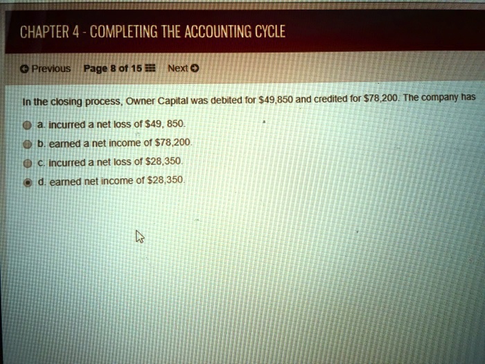 SOLVED: CHAPTER 4 - COMPLETING THE ACCOUNTING CYCLE Previous Page of 15 ...