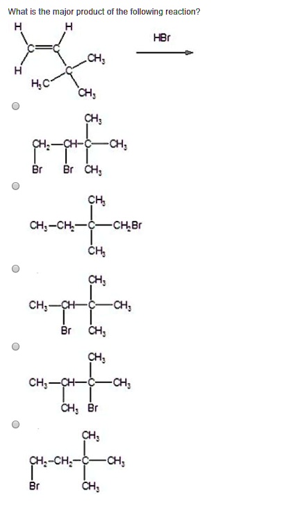 SOLVED: What is the major product of the following reaction? HBr Hc CH ...