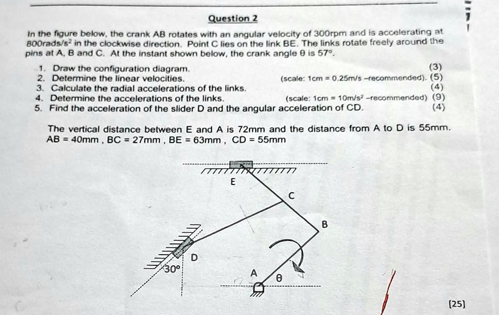 Question 2 In the figure below, the crank AB rotates with an angular ...