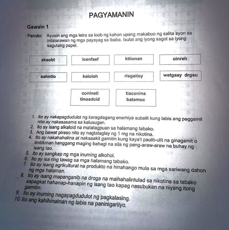 Solved Gawain 1 Panuto Ayusin Ang Mga Letra Sa Loob Ng Kahin Upang Makabuo Ng Salita Ayon Sa 7560