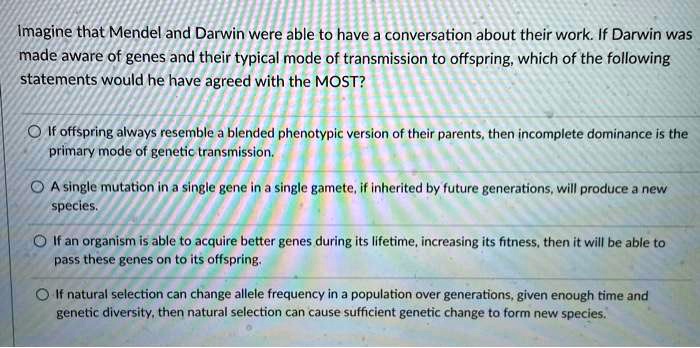 Which Of The Following Statements Would Darwin Have Disagreed With