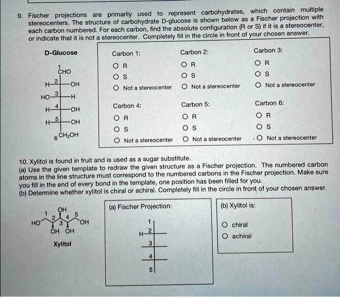 SOLVED: 9. Fischer projections are primarily used to represent ...