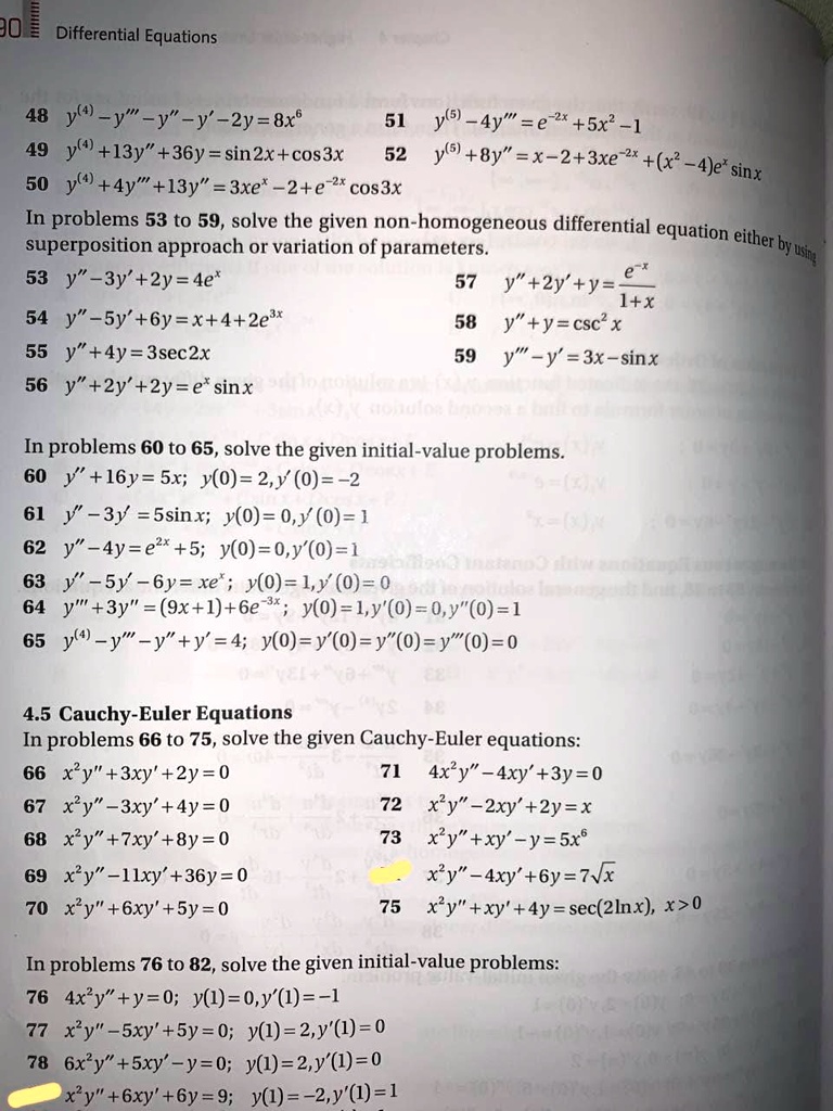 Solved Jo Differential Equations 48 Y Y Y Y 2y 8x8 51 Y 5 4y E 2x 5x 1 49 Y 4 13y 36y Sin2x Cos3x 52 Yl 8y X 2 3xe 2x X 4je Sinx 50 Y 4y L3y