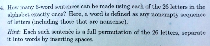 How many 6-word sentences can be made using each of the 26 letters in ...