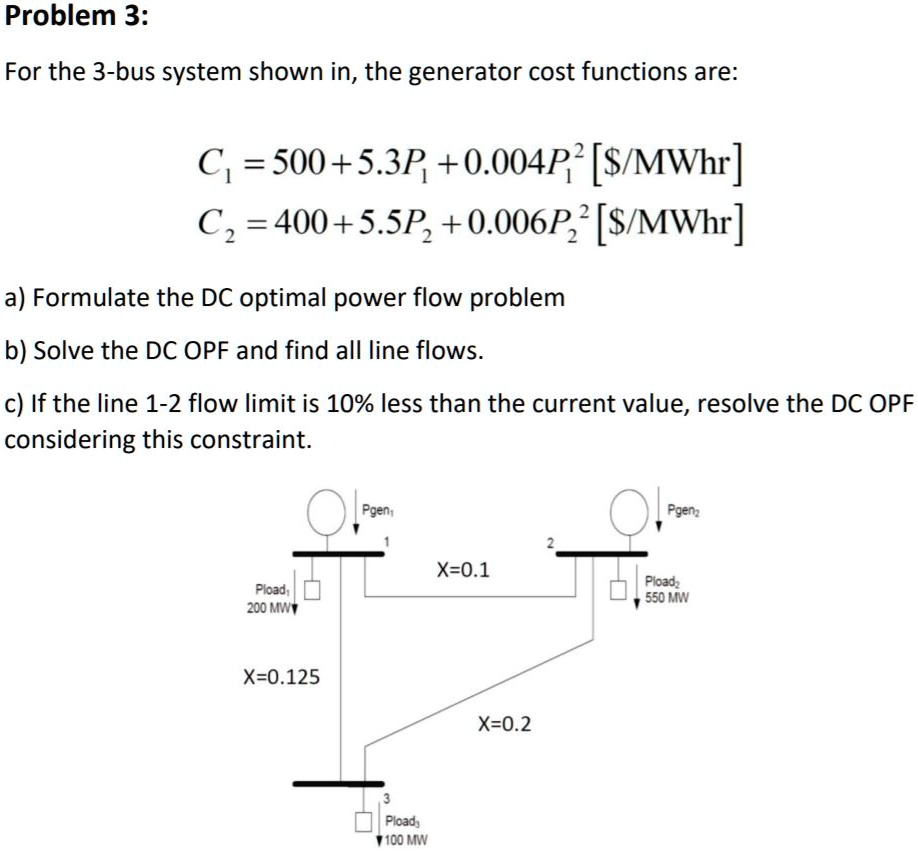 SOLVED: URGENT. Please help me with this Problem 3: For the 3-bus ...
