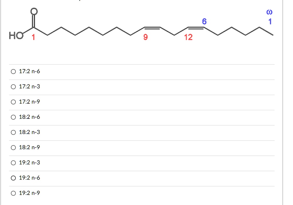 SOLVED Name this fatty acid using the omega nomenclature. 6 1 12