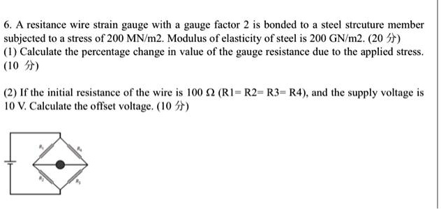SOLVED: A resistance wire strain gauge with a gauge factor of 2 is ...