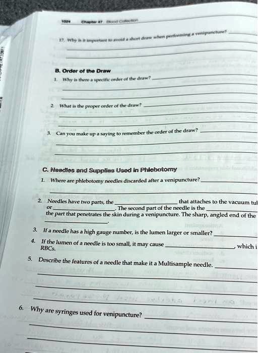 SOLVED Texts TONEL 1024 2. Chapter 47 Blood Collection 17. Why is it