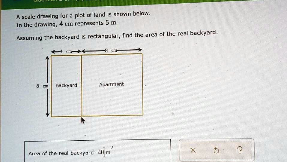 SOLVED: A scale drawing for a plot of land is shown below. In the ...