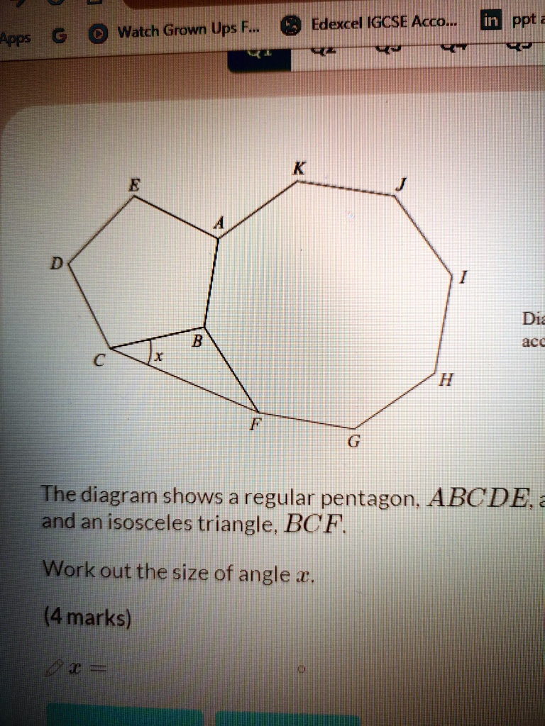 SOLVED: The Diagram Shows A Regular Pentagon, ABCDE, A Regular Octagon ...