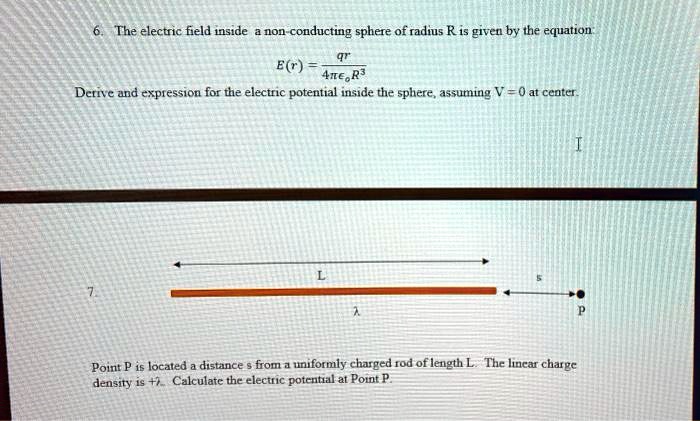 6. The electric field inside a non-conducting sphere of radius R is ...