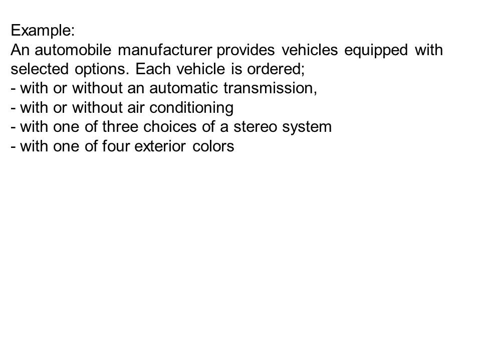 SOLVED Example An automobile manufacturer provides vehicles equipped