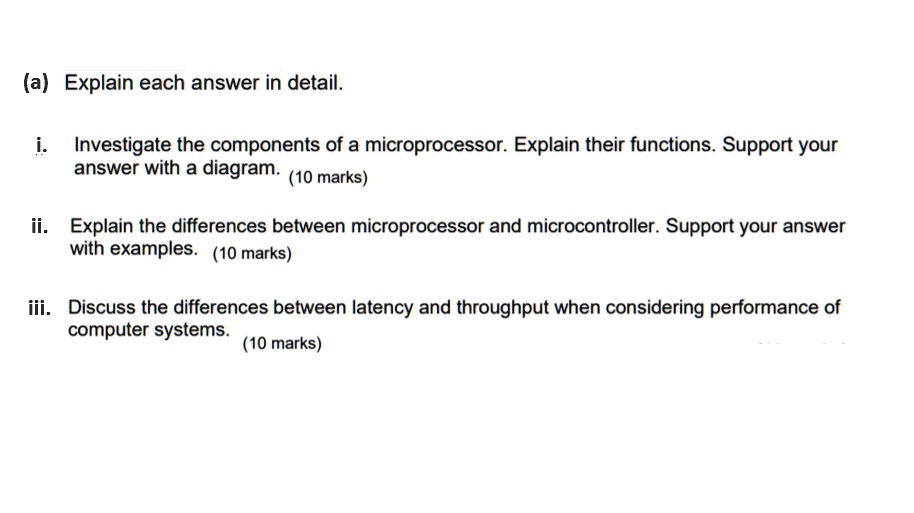 SOLVED: (a) Explain each answer in detail: Investigate the components ...