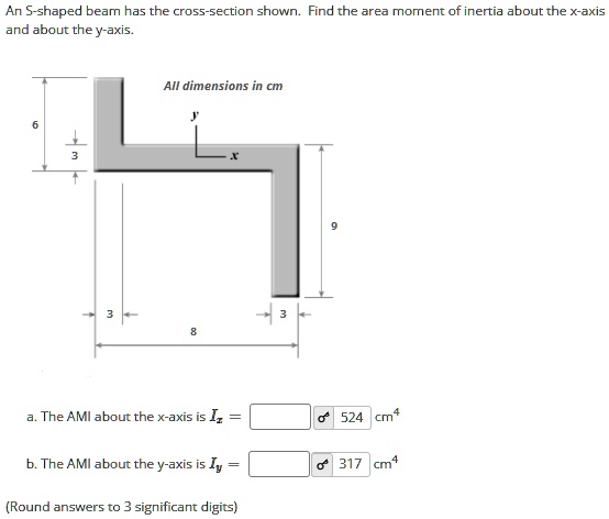 [GET ANSWER] An S-shaped beam has the cross-section shown. Find the ...