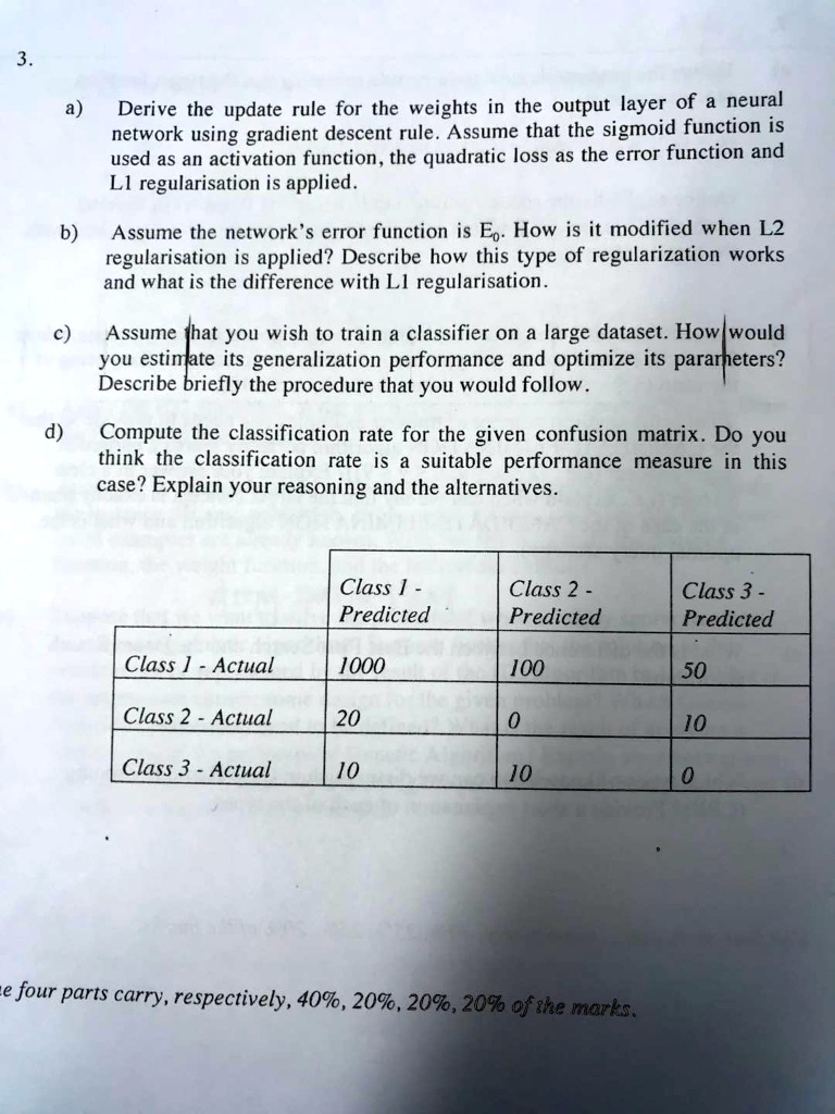 SOLVED: a) Derive the update rule for the weights in the output layer ...