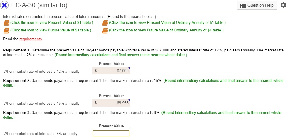 SOLVED: Interest rates determine the present value of future amounts ...