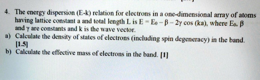 VIDEO solution: The energy dispersion E-k relation for electrons in a ...