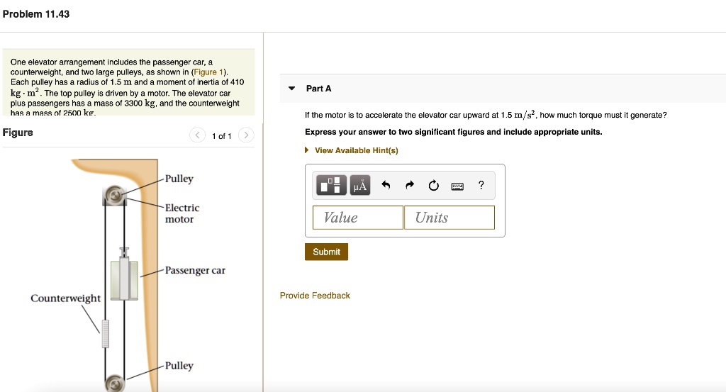 SOLVEDProblem 11.43 One elevator arangement includes Ihe passenger car
