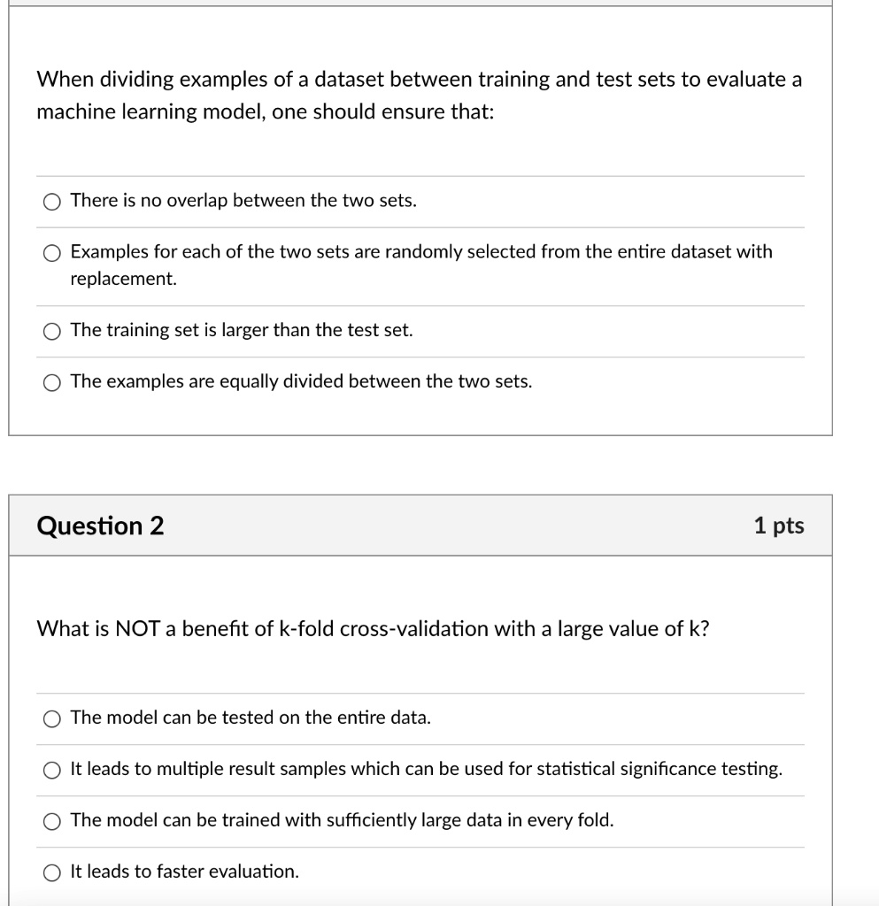 SOLVED: When dividing examples of a dataset between training and test ...