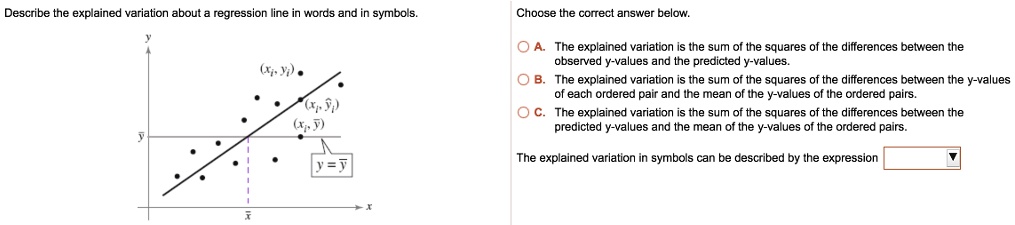 SOLVED: Describe the explained variation about = regression line words ...