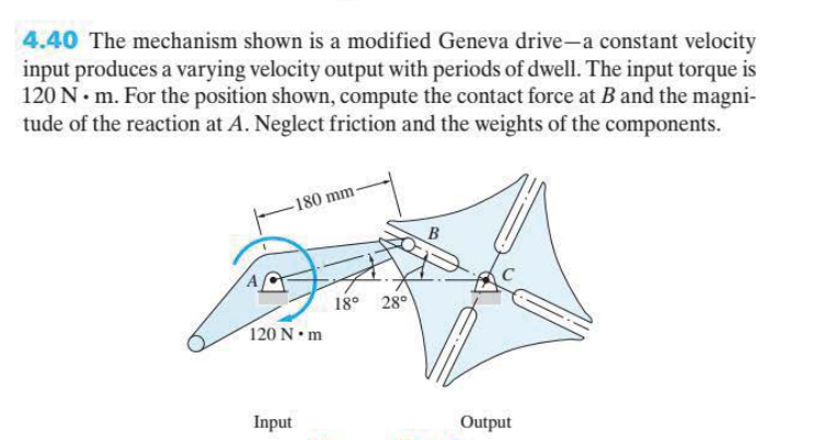 4.40 The mechanism shown is a modified Geneva drive-a constant velocity ...