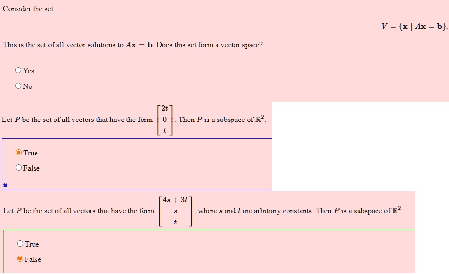 consider the set v x ax b this is the set of all vector solutions to ax ...