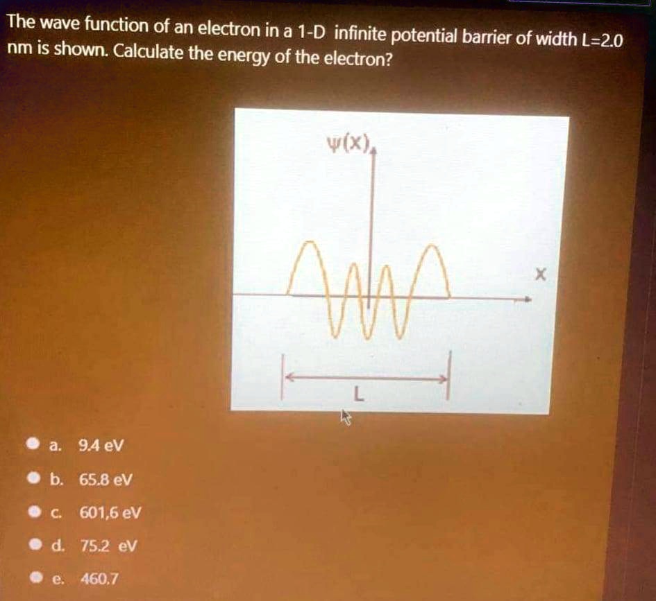 SOLVED: The wave function of an electron in a 1-D infinite potential ...