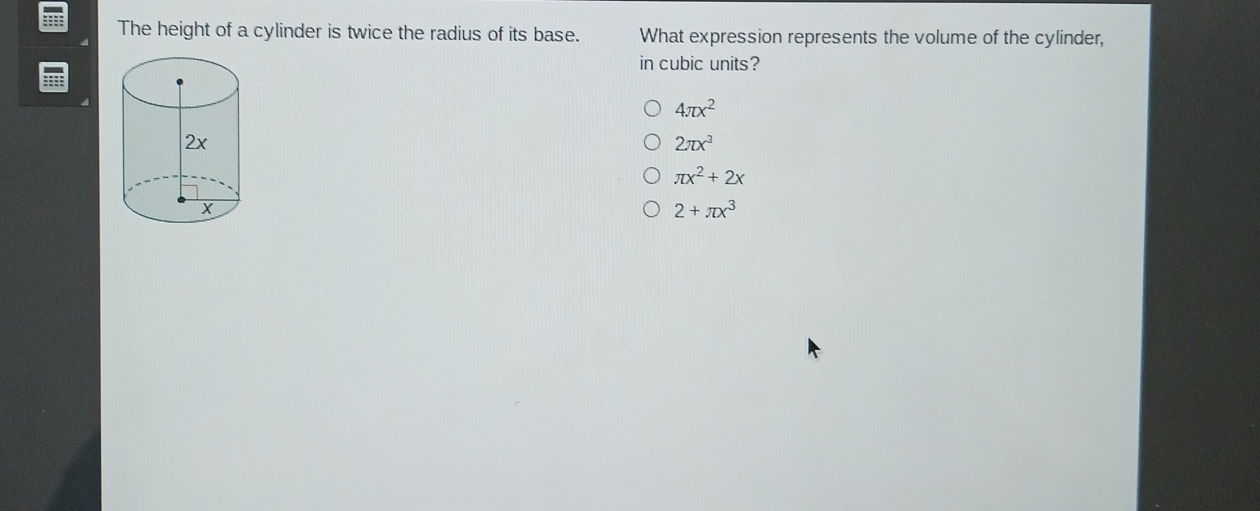 SOLVED: The height of a cylinder is twice the radius of its base. What ...