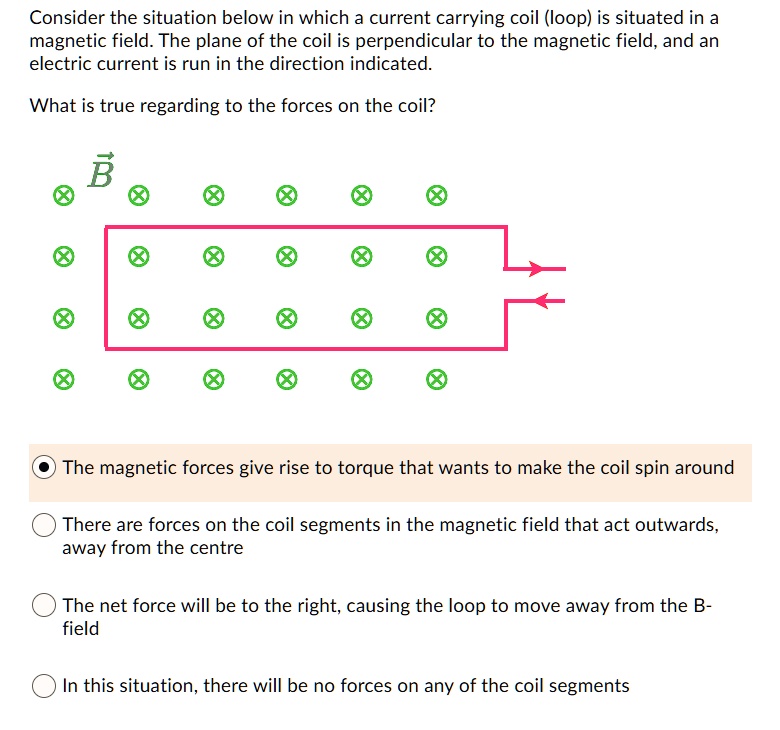 SOLVED: Consider the situation below in which a current carrying coil ...