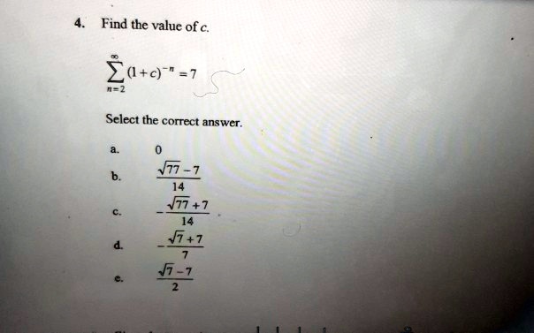 find the value of c ic 7 select the correct answer 23052