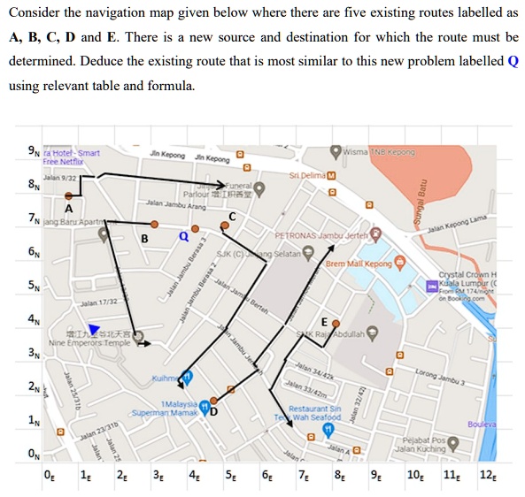 Consider the navigation map given below where there are five existing ...