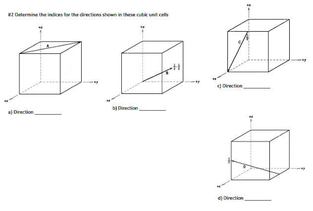 2 determine the indices for the directions shown in these cubic unit ...