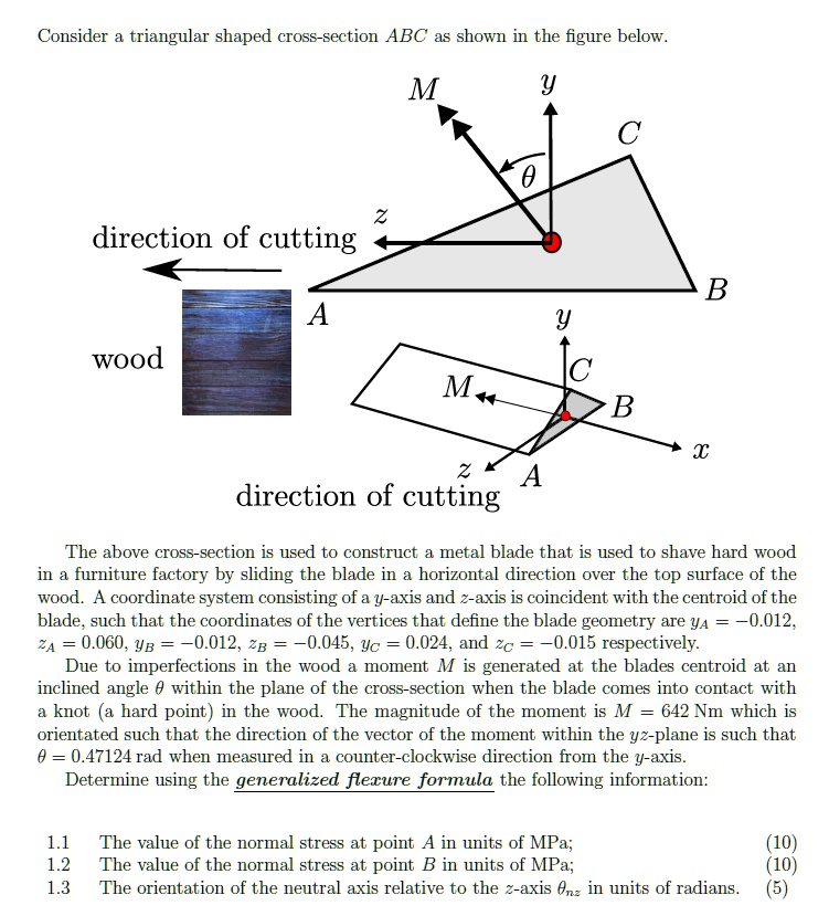 SOLVED: Consider a triangular shaped cross-section ABC as shown in the ...