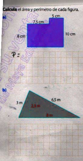 SOLVED: calcula el are ye el perimetro de cada figura Cakcula el área y ...