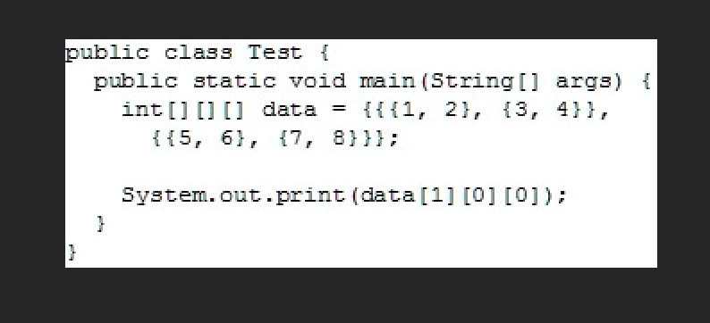public class test public static void mainstring args int data 1 2 3 4 5 6 7 8 systemoutprintdata 1 0 0 30982