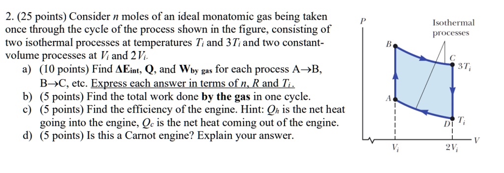 2 25 points consider n moles of an ideal monatomic gas being taken once ...
