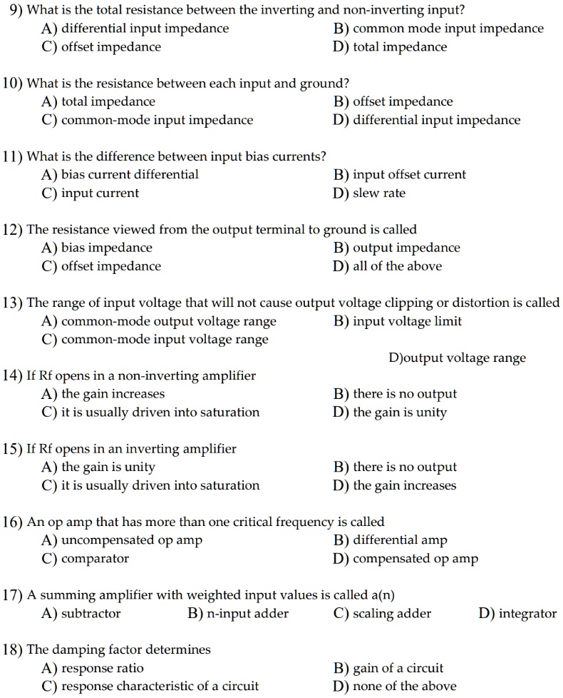 SOLVED 9) What is the total resistance between the inverting and non