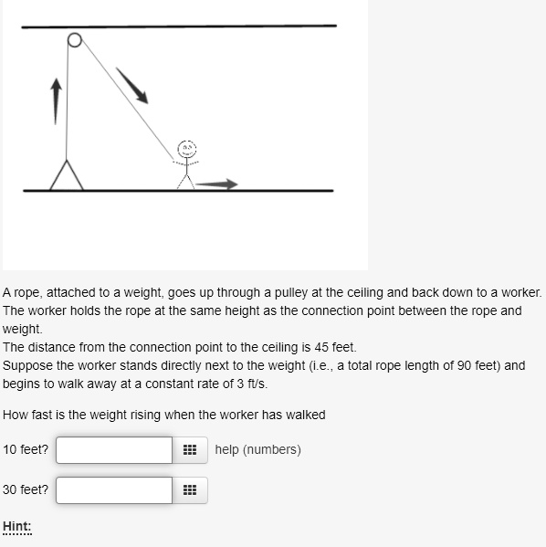 solved-a-rope-attached-t0-weight-goes-up-through-pulley-at-the